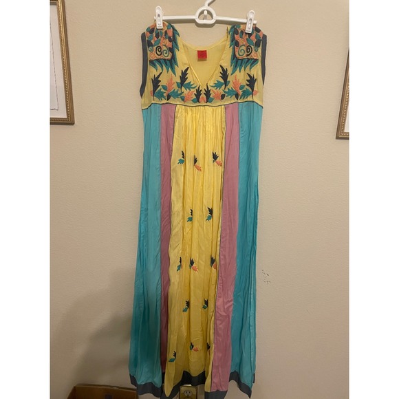 Anoosha by Mayer Collection Dresses & Skirts - Vintage Cotton Embroidery Color Block Hippie Festival Boho Dress